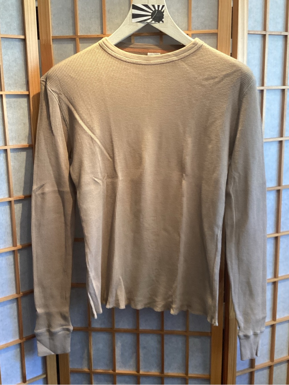 OU BDG Waffle / Thermal Crew Neck Long Sleeve Tan Men's Size Small